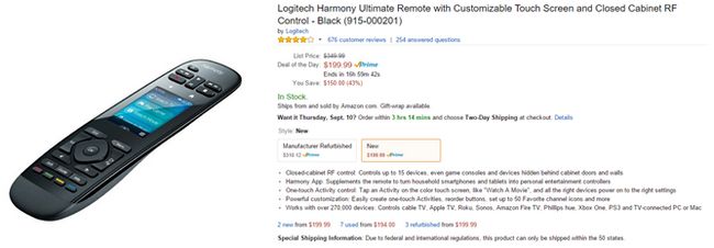 Fotografía - Harmony ultime de la télécommande [pacte Alerte] Logitech Harmony App support est de 200 $ sur Amazon (150 $ de rabais)
